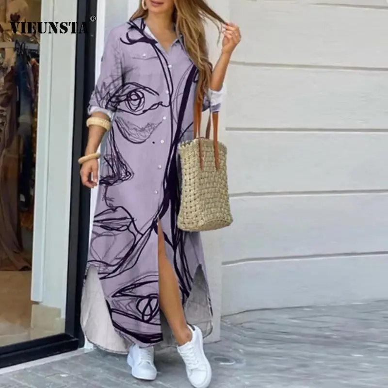 Женское однобортное платье-рубашка на пуговицах, длинное праздничное платье с отложным воротником и длинным рукавом, платье с принтом в сти...
Женское однобортное платье-рубашка на пуговицах, длинное праздничное платье с отложным воротником и длинным рукавом, платье с принтом в сти...