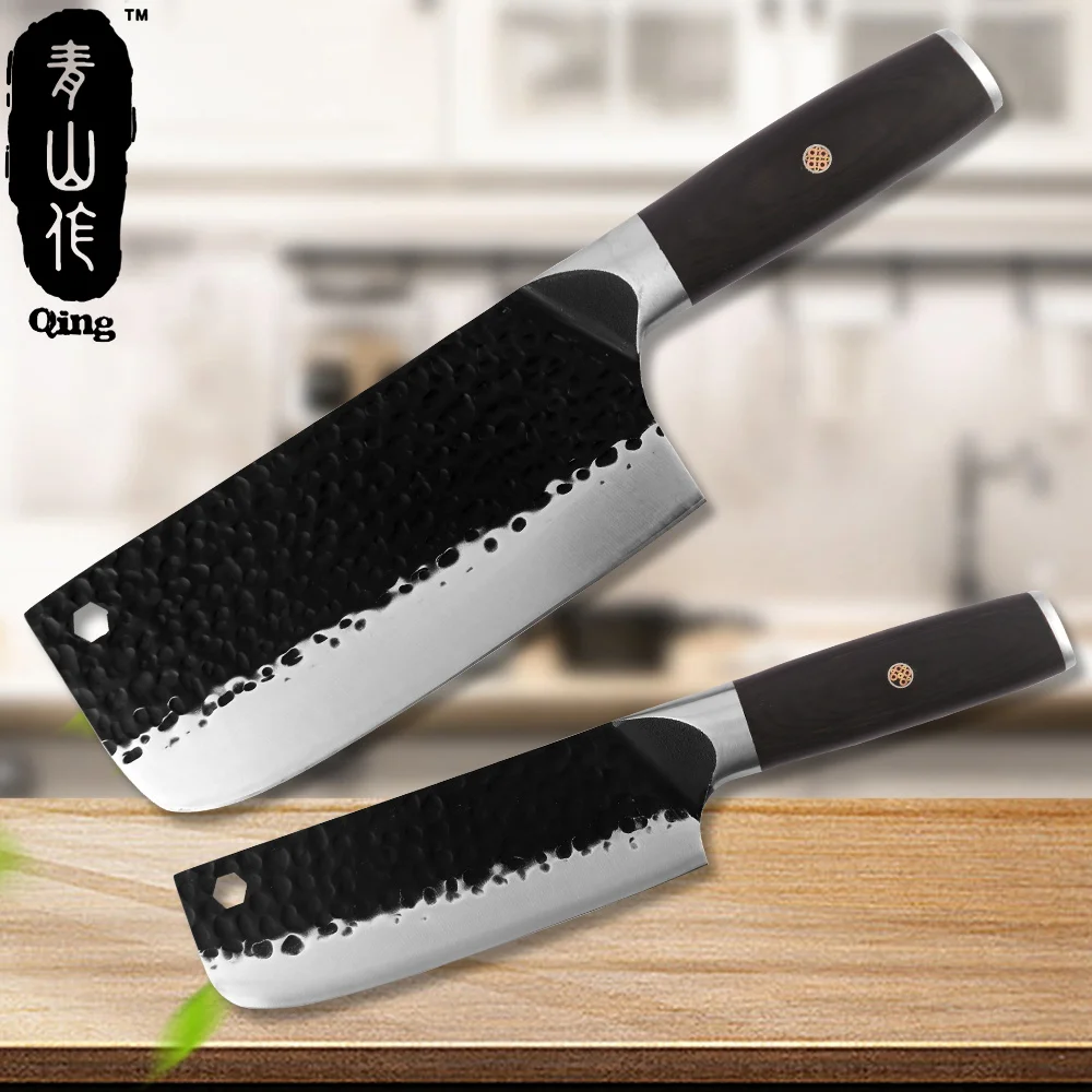 QING 2PCS Chopping Kitchen Chef Knives Set 7'' 7.5'' INCH Stainless Steel Slicer Cleaver Cooking Full Tang Wood Handle Knife
QING 2PCS Chopping Kitchen Chef Knives Set 7'' 7.5'' INCH Stainless Steel Slicer Cleaver Cooking Full Tang Wood Handle Knife