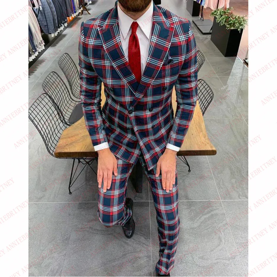 2020 Mens Suits British Stylish Double Breasted Men's Suit Slim Fit Tailored Plaid Party Wedding Tuxedo Blazer with Pants 2Pcs
2020 Mens Suits British Stylish Double Breasted Men's Suit Slim Fit Tailored Plaid Party Wedding Tuxedo Blazer with Pants 2Pcs