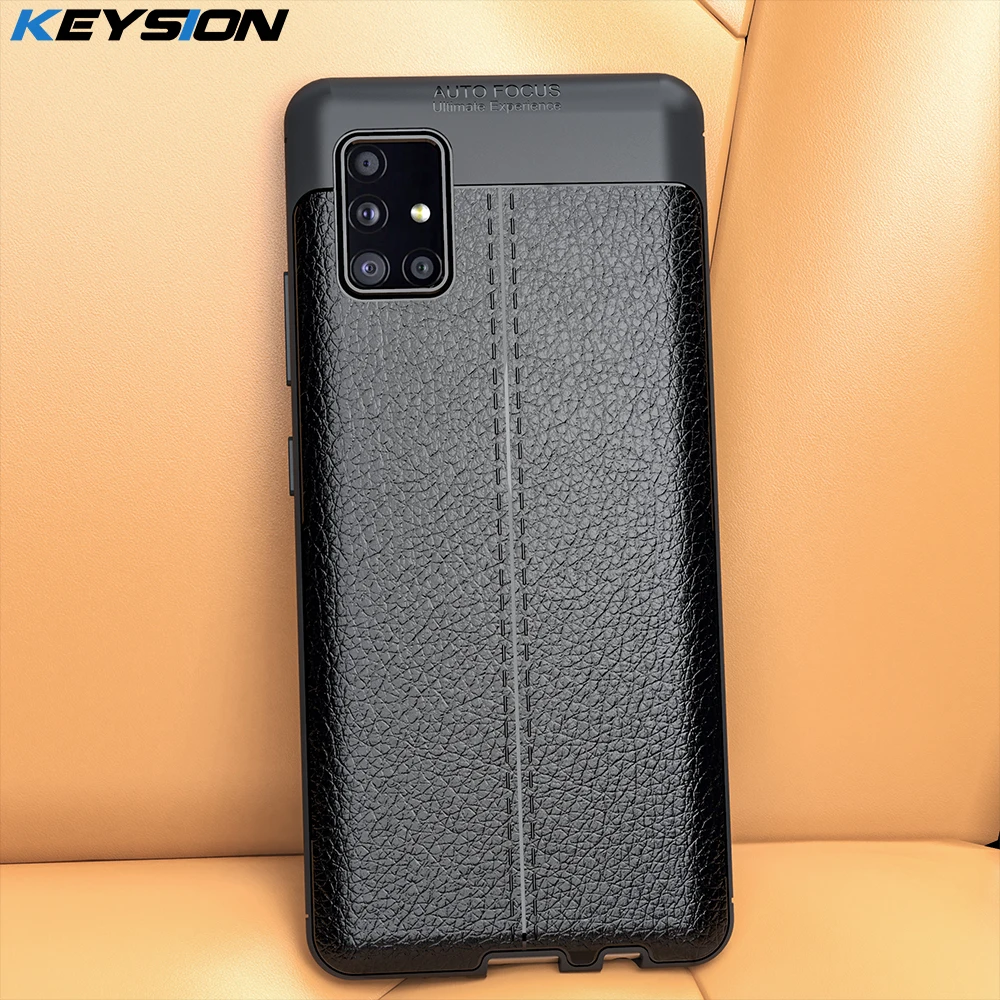 KEYSION противоударный чехол для Samsung M51 M31S личи кожа Текстура силиконовый телефона