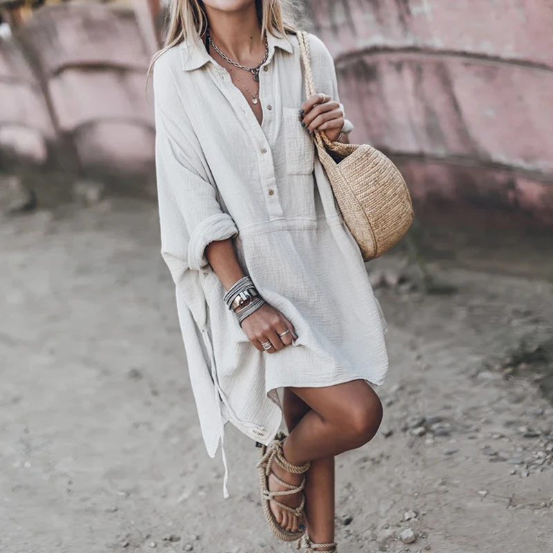Autumn Casual Loose Cotton Linen Shirt Dress Was Thin, Long-sleeved Harajuku Mid-length Retro Korean Fashion Women's Clothing
Autumn Casual Loose Cotton Linen Shirt Dress Was Thin, Long-sleeved Harajuku Mid-length Retro Korean Fashion Women's Clothing