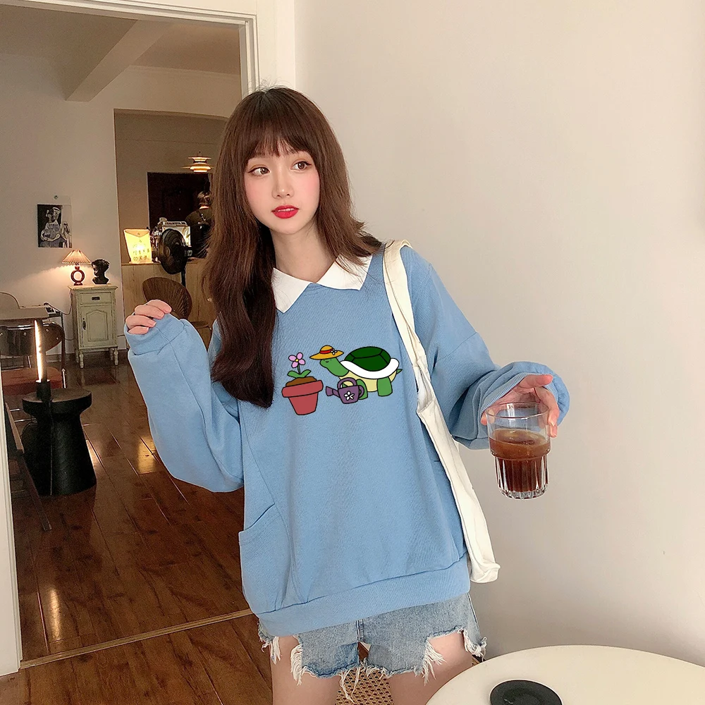 Tortoise Hoodie Pullover Oversize Cotton Sweatshirt Long Sleeve Harajuku Oversize Korean Sweet Streewear Turn-down Collar Tops
Tortoise Hoodie Pullover Oversize Cotton Sweatshirt Long Sleeve Harajuku Oversize Korean Sweet Streewear Turn-down Collar Tops