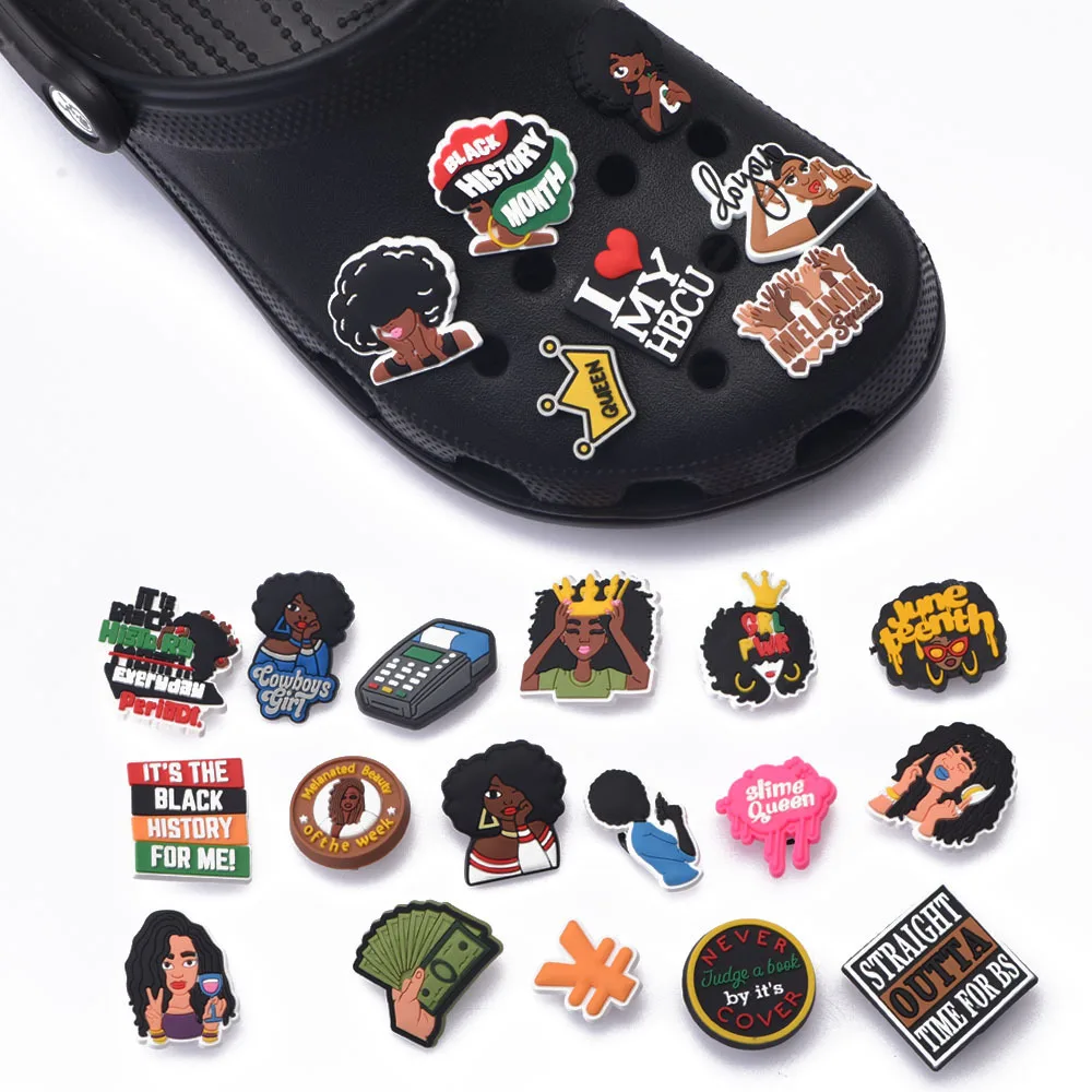 1 Pcs Balck Lives Life Shoe Charms Soft PVC JIBZ Queen Decorations Accessories Black Girl Magic For Clog Shoes Charm Girl BLM
1 Pcs Balck Lives Life Shoe Charms Soft PVC JIBZ Queen Decorations Accessories Black Girl Magic For Clog Shoes Charm Girl BLM