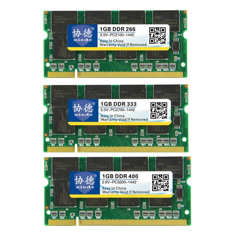 Xiede Laptop Memory Ram Module Ddr 1GB Ddr1 200Pin Dimm For Notebook 
Xiede Laptop Memory Ram Module Ddr 1GB Ddr1 200Pin Dimm For Notebook