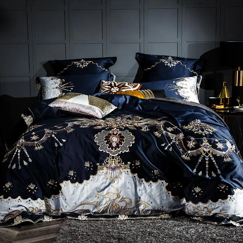 1000TC Egyptian cotton Blue Purple Bedding Set Luxury Queen King size Bed sheet set Embroidery Duvet cover
1000TC Egyptian cotton Blue Purple Bedding Set Luxury Queen King size Bed sheet set Embroidery Duvet cover