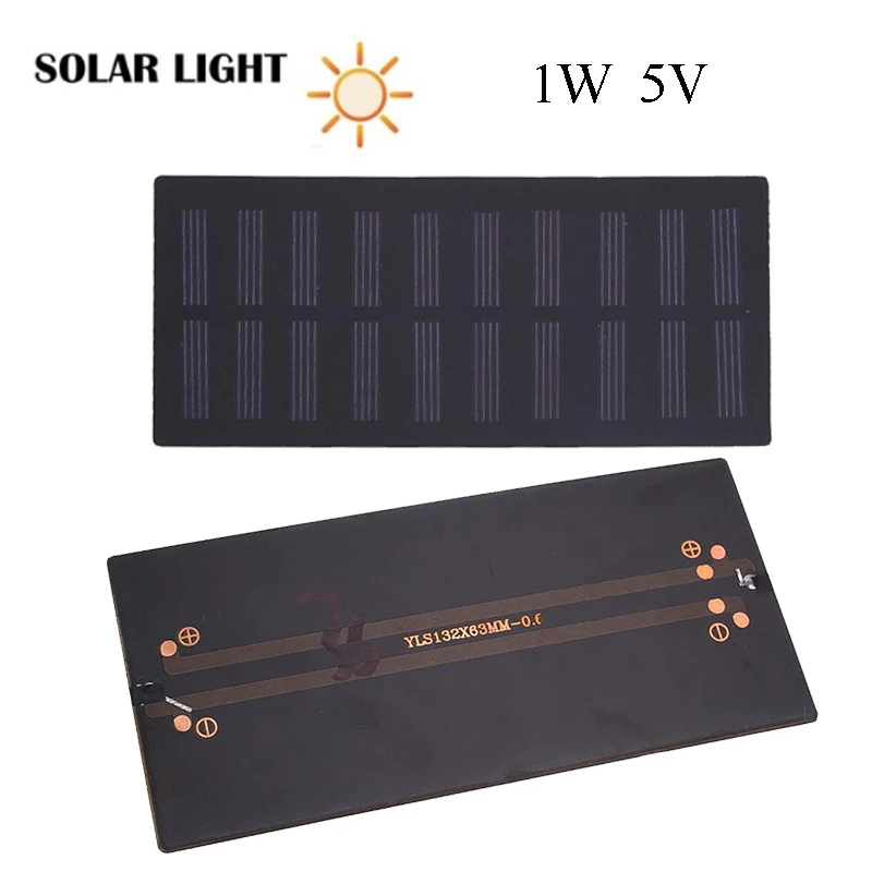 1 Вт 5 в 2000 мА/ч 132x63 мм поликристаллические силиконовые солнечные панели солнечных