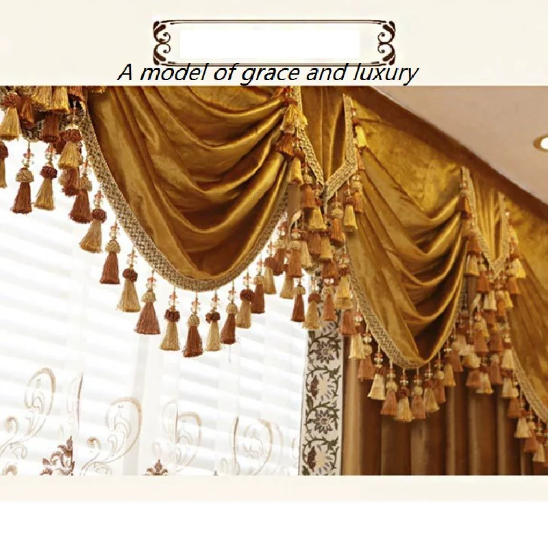 Italian Velvet European American Style Curtains for Living Room for Bedroom Hotel Golden Curtains Valance Treatment Home Custom 
Italian Velvet European American Style Curtains for Living Room for Bedroom Hotel Golden Curtains Valance Treatment Home Custom