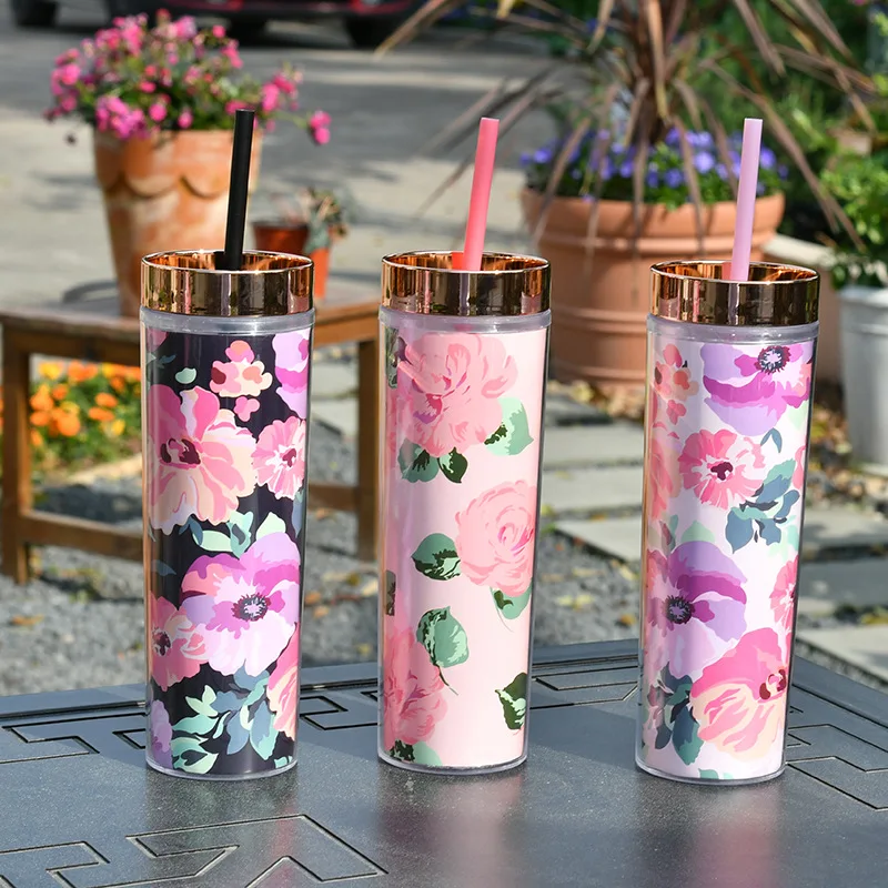 New Double-layer Plastic Straw Mugs Skinny Straight Straw Cup Thermal Insulation Trend Flower Card Water Tumbler
New Double-layer Plastic Straw Mugs Skinny Straight Straw Cup Thermal Insulation Trend Flower Card Water Tumbler