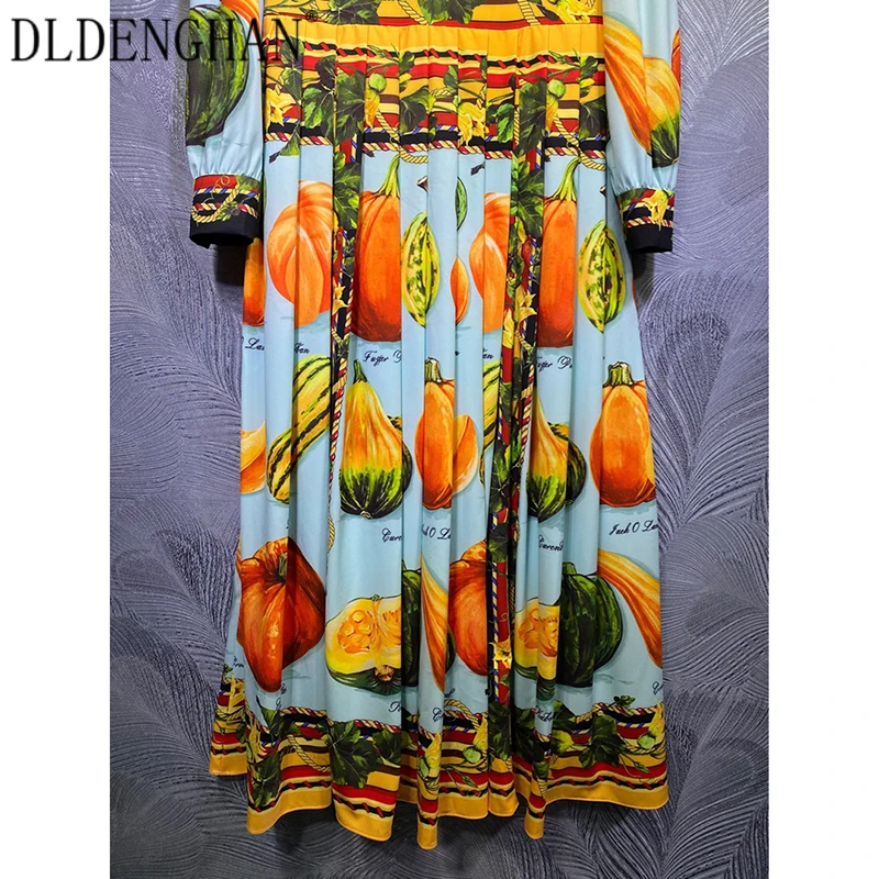 DLDENGHAN Vintage Vegetables Pumpkin Print Dress Women's Long Sleeve Lace Beaded Bow Collar Midi Dresses Designer Spring New
DLDENGHAN Vintage Vegetables Pumpkin Print Dress Women's Long Sleeve Lace Beaded Bow Collar Midi Dresses Designer Spring New
