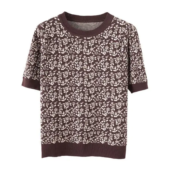 2021 new women's Retro jacquard short sleeve T-shirt
2021 new women's Retro jacquard short sleeve T-shirt