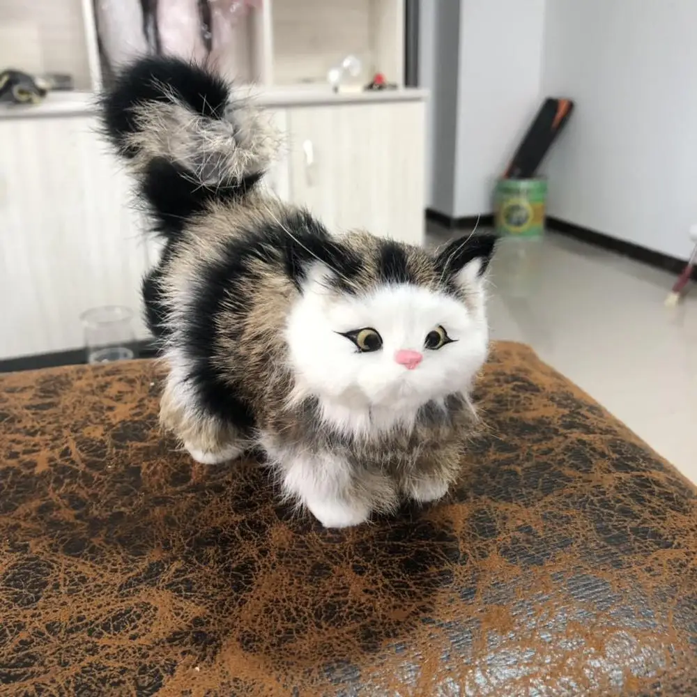 Игрушка для реальной жизни модель серо черного кота полиэтилен и мех 12x6x12 см