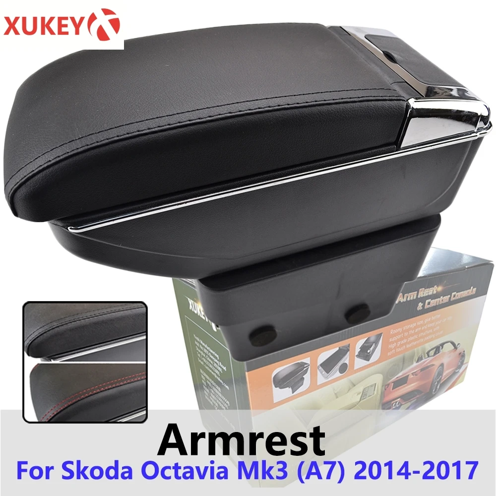 Центральный подлокотник Xukey для Skoda Octavia 2014-2017 черный центральный консоли коробка