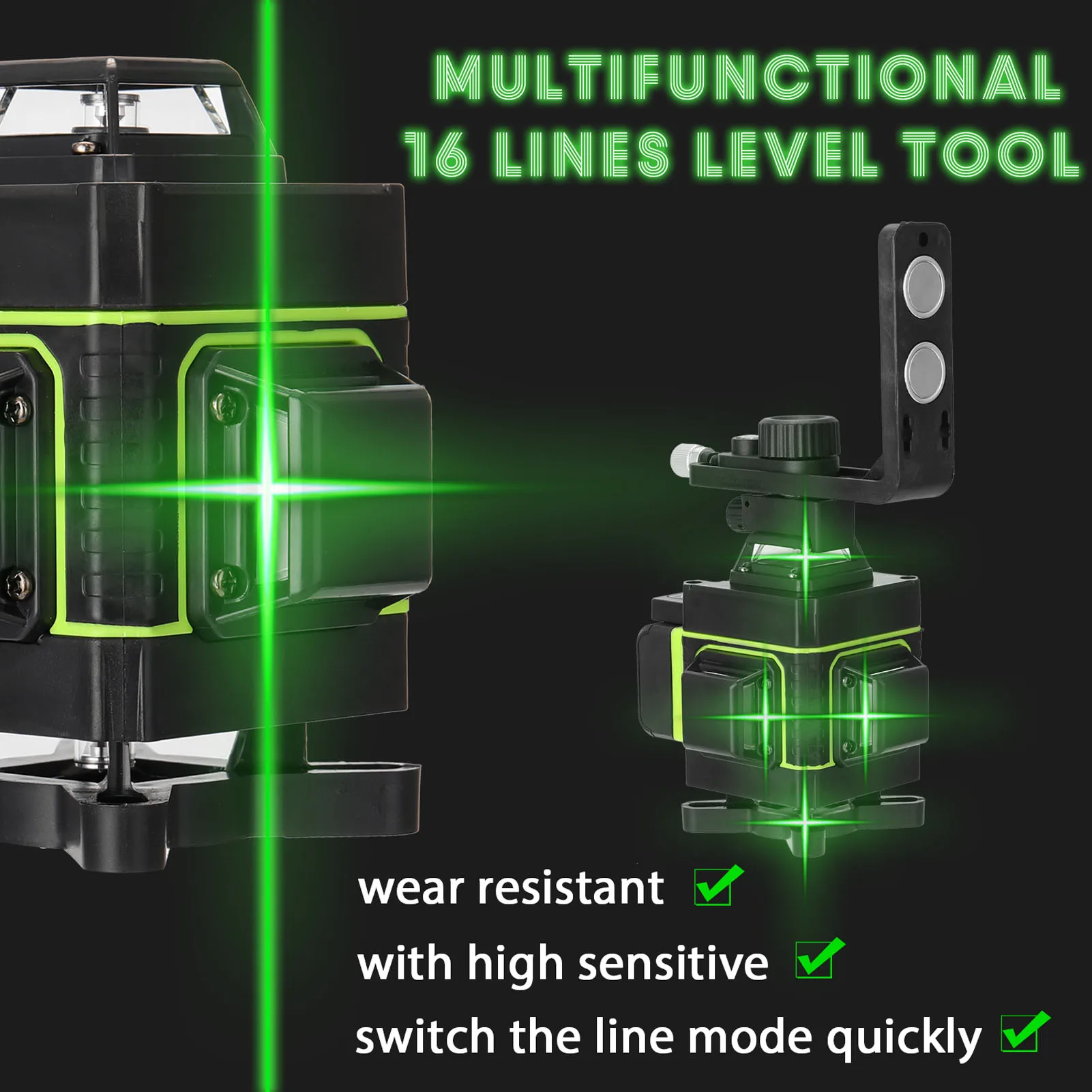 4D 16 Lines Laser Level 360 Horizontal and Vertical Cross Super Powerful Green Laser Self-leveling Beam Line Remote control
4D 16 Lines Laser Level 360 Horizontal and Vertical Cross Super Powerful Green Laser Self-leveling Beam Line Remote control