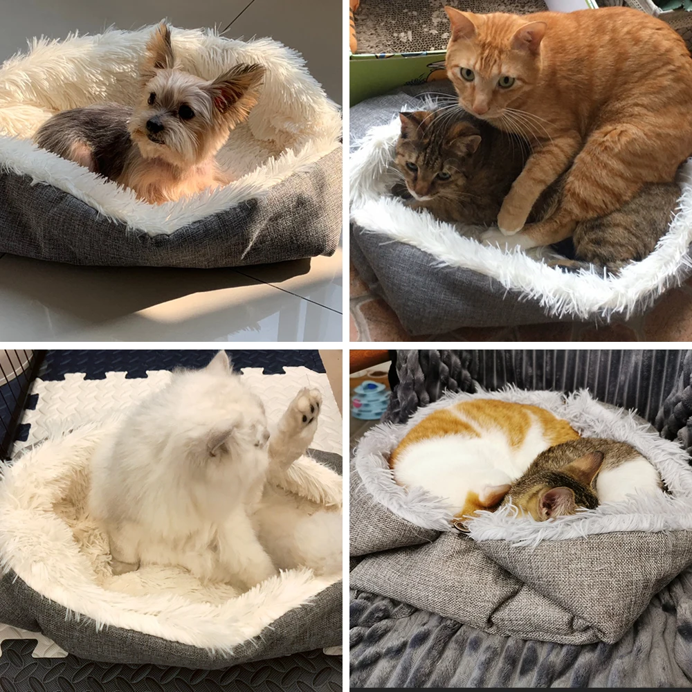Складная моющаяся кровать для домашних животных спальный домик кошек плюшевая