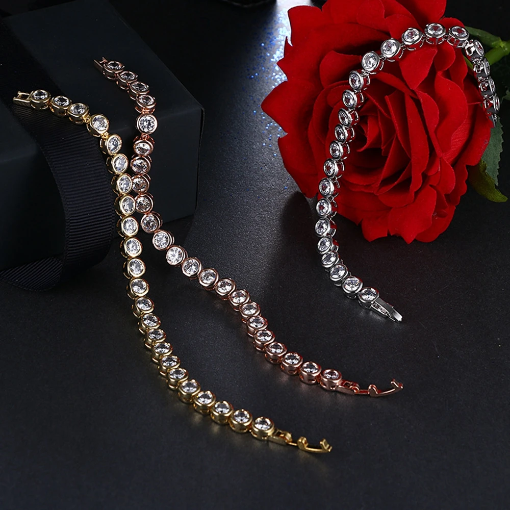Tennis Bracelet Women Wrist Chain Gold Filled Round Cut Clear Zircon Inlaid Classic Girl Jewelry Gift
Tennis Bracelet Women Wrist Chain Gold Filled Round Cut Clear Zircon Inlaid Classic Girl Jewelry Gift