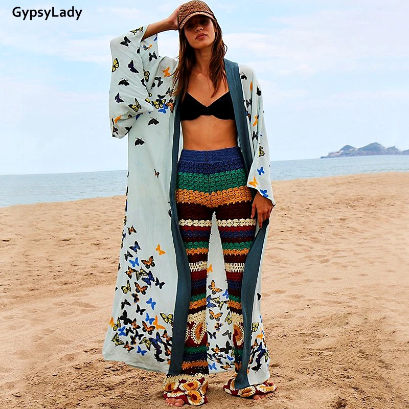 GypsyLady Long Kimono Cardigan Blouse Spring Summer Women Beach Bikini Cover Blouse Flare Sleeve Floral Butterfly Tunic Tops
GypsyLady Long Kimono Cardigan Blouse Spring Summer Women Beach Bikini Cover Blouse Flare Sleeve Floral Butterfly Tunic Tops