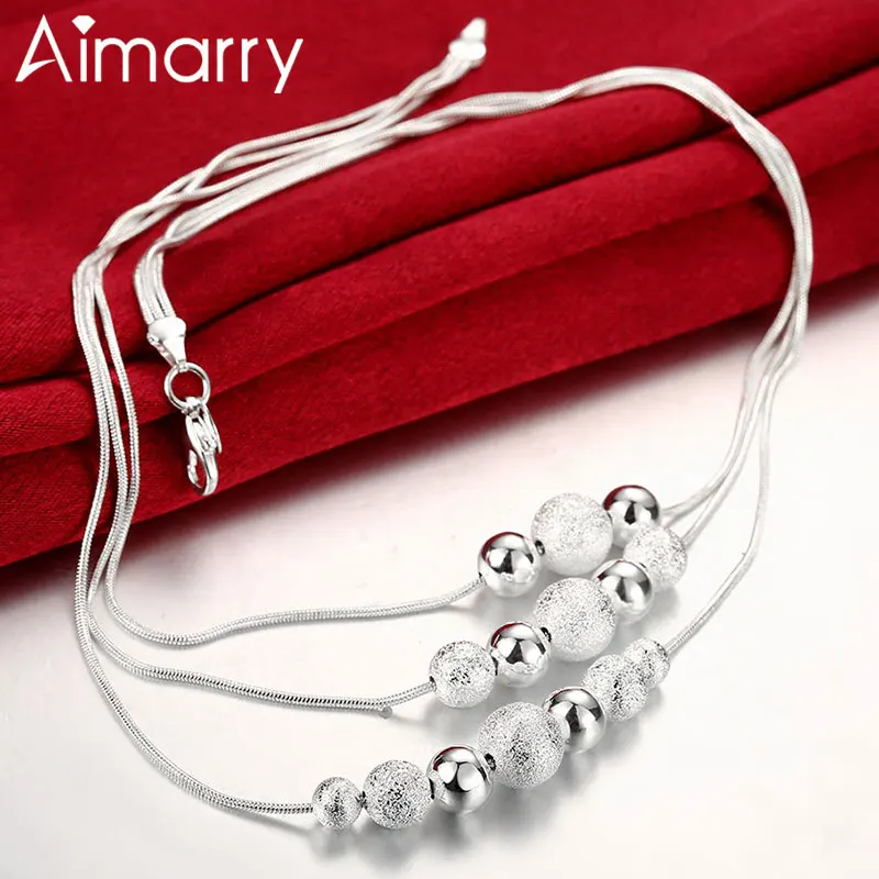 Aimarry 925 Sterling Silver Three Snake Chain Smooth Frosted Beads Necklace For Women Party Wedding Gifts Fashion Jewelry
Aimarry 925 Sterling Silver Three Snake Chain Smooth Frosted Beads Necklace For Women Party Wedding Gifts Fashion Jewelry