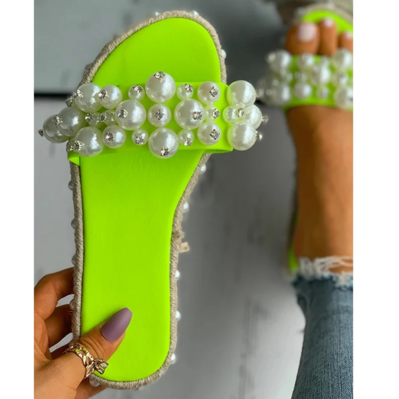 Pearl Slippers Fashion Open Toe Woman Flat Sandals Summer Outdoor Comfortable Women's Shoes Plus Size
Pearl Slippers Fashion Open Toe Woman Flat Sandals Summer Outdoor Comfortable Women's Shoes Plus Size