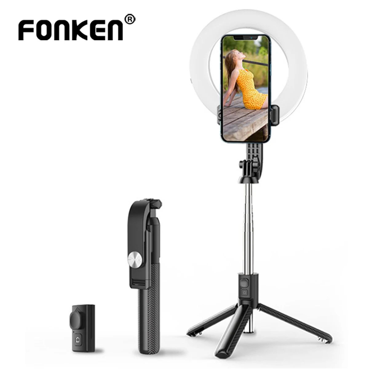 FM827 Mini Phone Holder Tripod Flexible Bluetooth Phone Stand Wireless Remote Control Selfie Stick Tripod Extendable Phone Mount
FM827 Mini Phone Holder Tripod Flexible Bluetooth Phone Stand Wireless Remote Control Selfie Stick Tripod Extendable Phone Mount