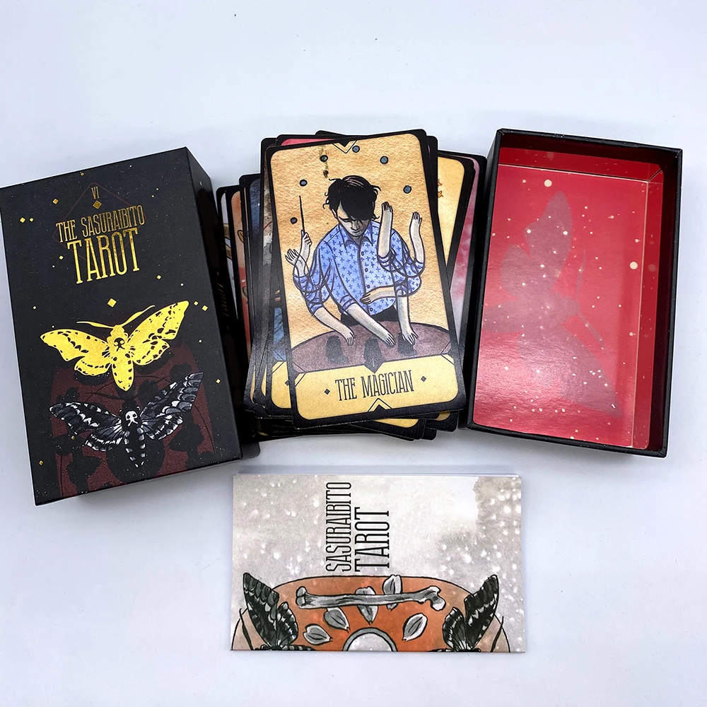 The Sasuraibito Tarot 78 Card Deck and 63-page guidebook Original Divination Gilt edge beautiful sturdy lidded box featuring
The Sasuraibito Tarot 78 Card Deck and 63-page guidebook Original Divination Gilt edge beautiful sturdy lidded box featuring