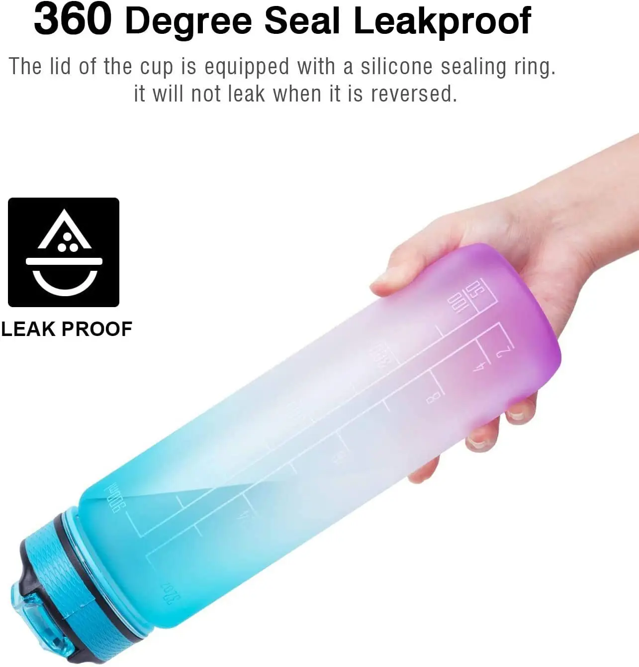 32oz Leakproof BPA Free Drinking Water Bottle with Time Marker to Ensure You Drink Enough Water
32oz Leakproof BPA Free Drinking Water Bottle with Time Marker to Ensure You Drink Enough Water