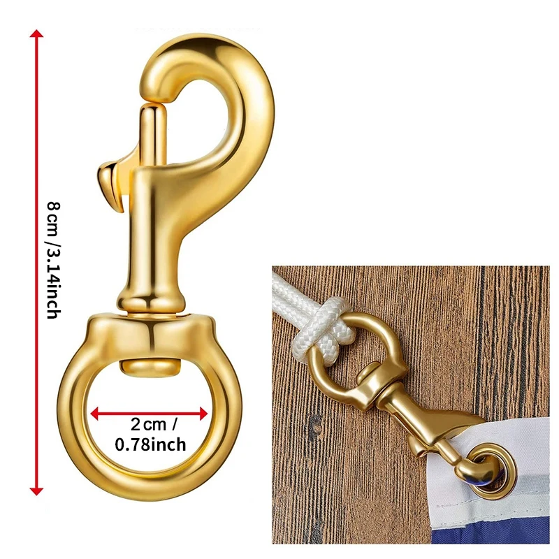 Flag Clips for Rope Solid Brass Flagpole Snap Swivel Clasp Lobster Flag Hooks Halyard Rope Accessory Ended Key Ring
Flag Clips for Rope Solid Brass Flagpole Snap Swivel Clasp Lobster Flag Hooks Halyard Rope Accessory Ended Key Ring
