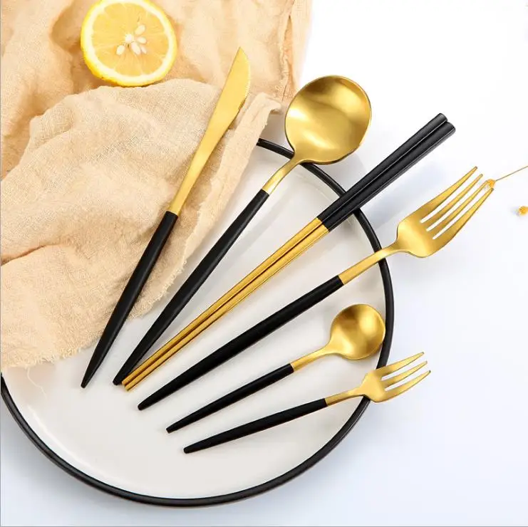 Gold Dinnerware Set Knife Fork Spoon Flatware 304 Stainless Steel Tableware Set Silverware Matte Kitchen Cutlery Set
Gold Dinnerware Set Knife Fork Spoon Flatware 304 Stainless Steel Tableware Set Silverware Matte Kitchen Cutlery Set