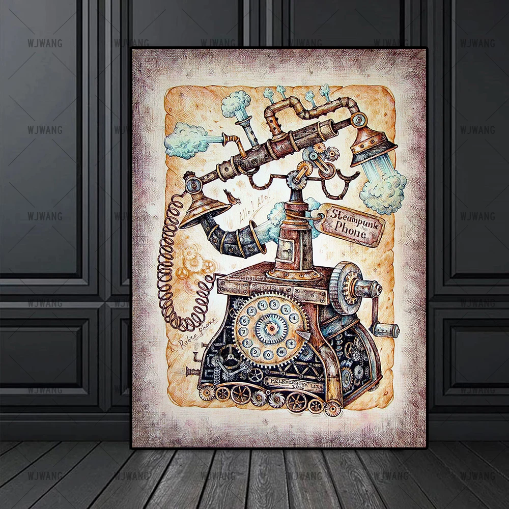 Creative Painting Steampunk Telephone Vintage Posters Prints Canvas Paintings Wall Art Pictures Living Room Home Decor Cuadros
Creative Painting Steampunk Telephone Vintage Posters Prints Canvas Paintings Wall Art Pictures Living Room Home Decor Cuadros