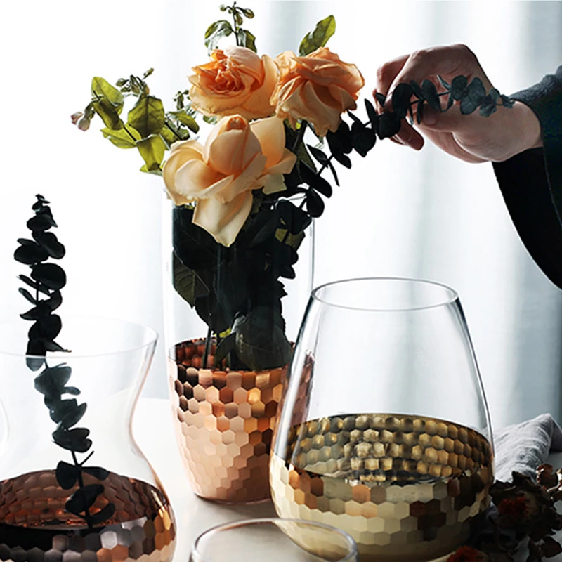 Europe Electroplated Gold Foil Vase Glass Flower Vases Dried Flower Bottle Home decor room Decoration accessories
Europe Electroplated Gold Foil Vase Glass Flower Vases Dried Flower Bottle Home decor room Decoration accessories