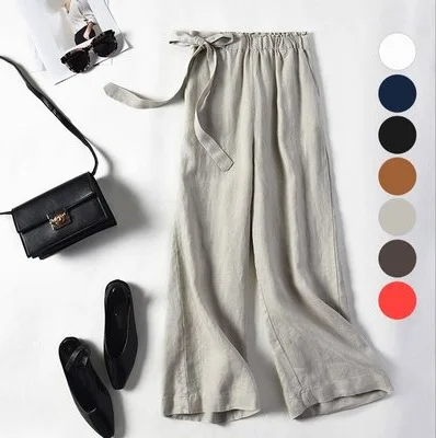 Linen Wide-Leg Pants Women's Cropped Spring New Cotton and Linen Casual Loose Multi-Color Linen Lace-up Bow Pants
Linen Wide-Leg Pants Women's Cropped Spring New Cotton and Linen Casual Loose Multi-Color Linen Lace-up Bow Pants