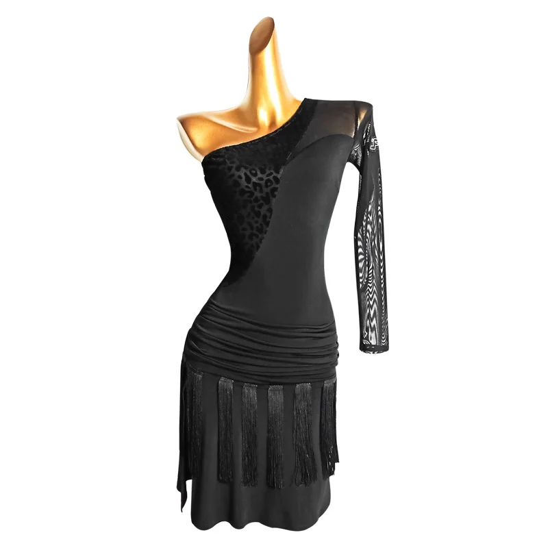Latin Dance Dress Female Black Leopard Mesh Fringe Performance Costume Samba Dress Women Competition Clothes Sexy Dress VDB3370
Latin Dance Dress Female Black Leopard Mesh Fringe Performance Costume Samba Dress Women Competition Clothes Sexy Dress VDB3370