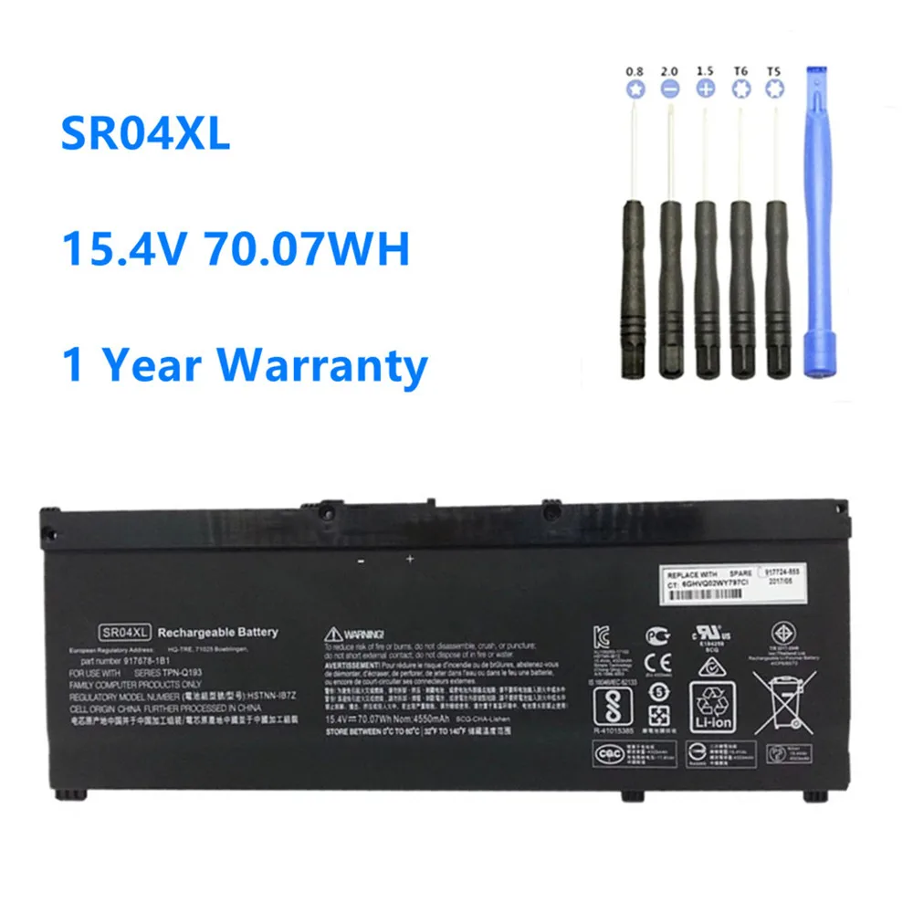Аккумулятор SR04XL для HP OMEN 15-CE 15-CB 15-CE015DX 15-CB014ur Φ 917724-855 SR04 15,4 V 70.07WH
Аккумулятор SR04XL для HP OMEN 15-CE 15-CB 15-CE015DX 15-CB014ur Φ 917724-855 SR04 15,4 V 70.07WH