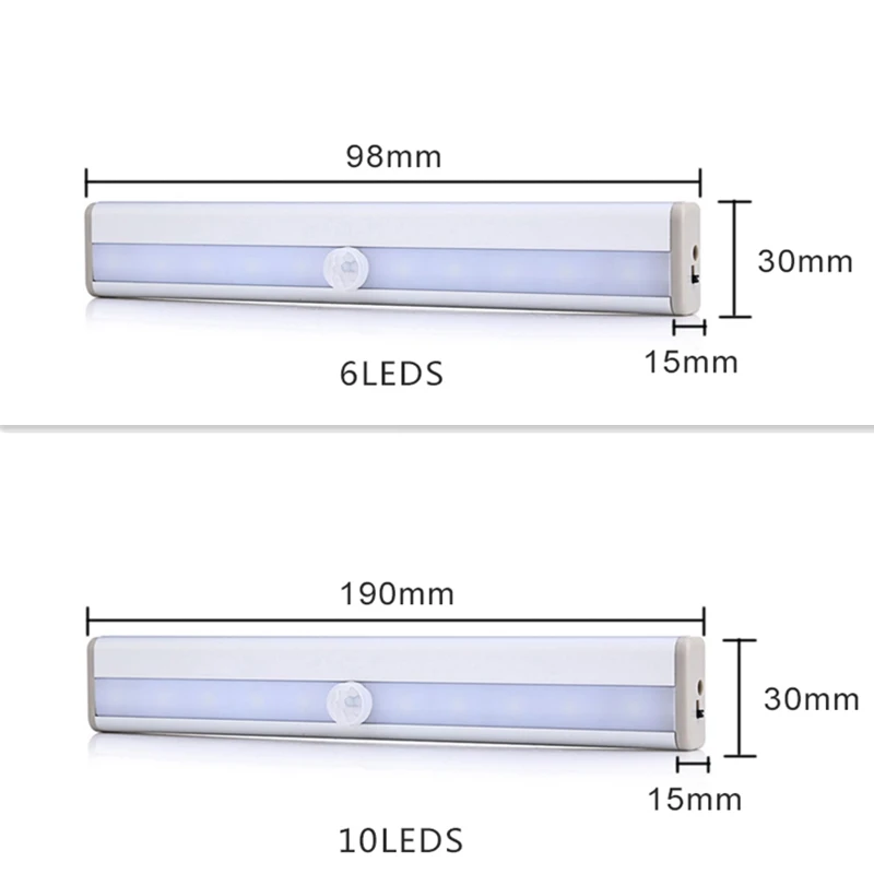 PIR светодиодный Ночной светильник с датчиком движения 6/10 настенный шкаф для ламп