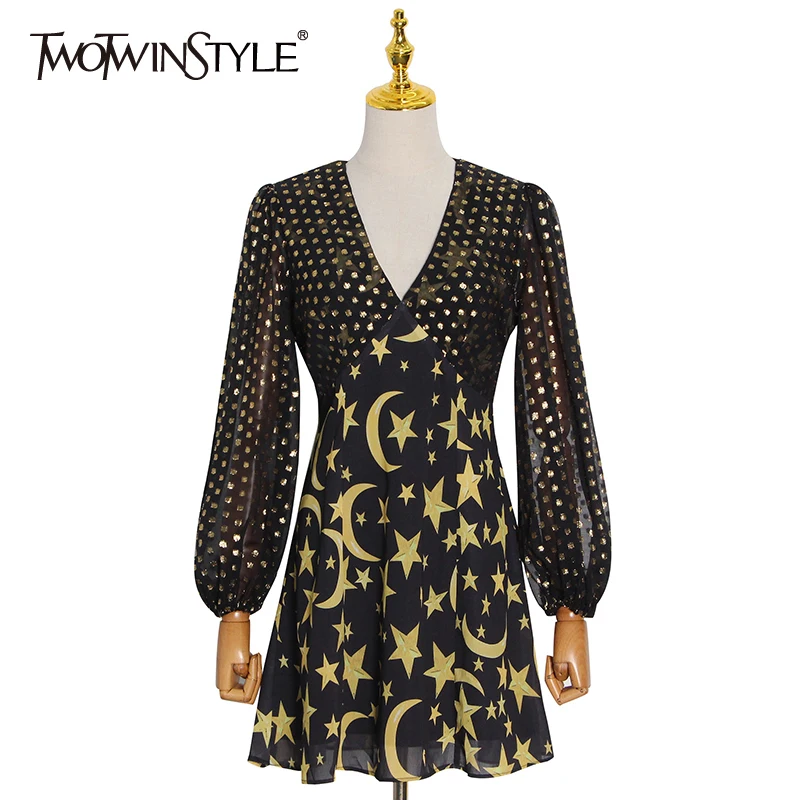 TWOTWINSTYLE Print Geometric Dress For Women V Neck Lantern Sleeve High Waist Vintage Dresses Female 2021 Fashion Clothing
TWOTWINSTYLE Print Geometric Dress For Women V Neck Lantern Sleeve High Waist Vintage Dresses Female 2021 Fashion Clothing
