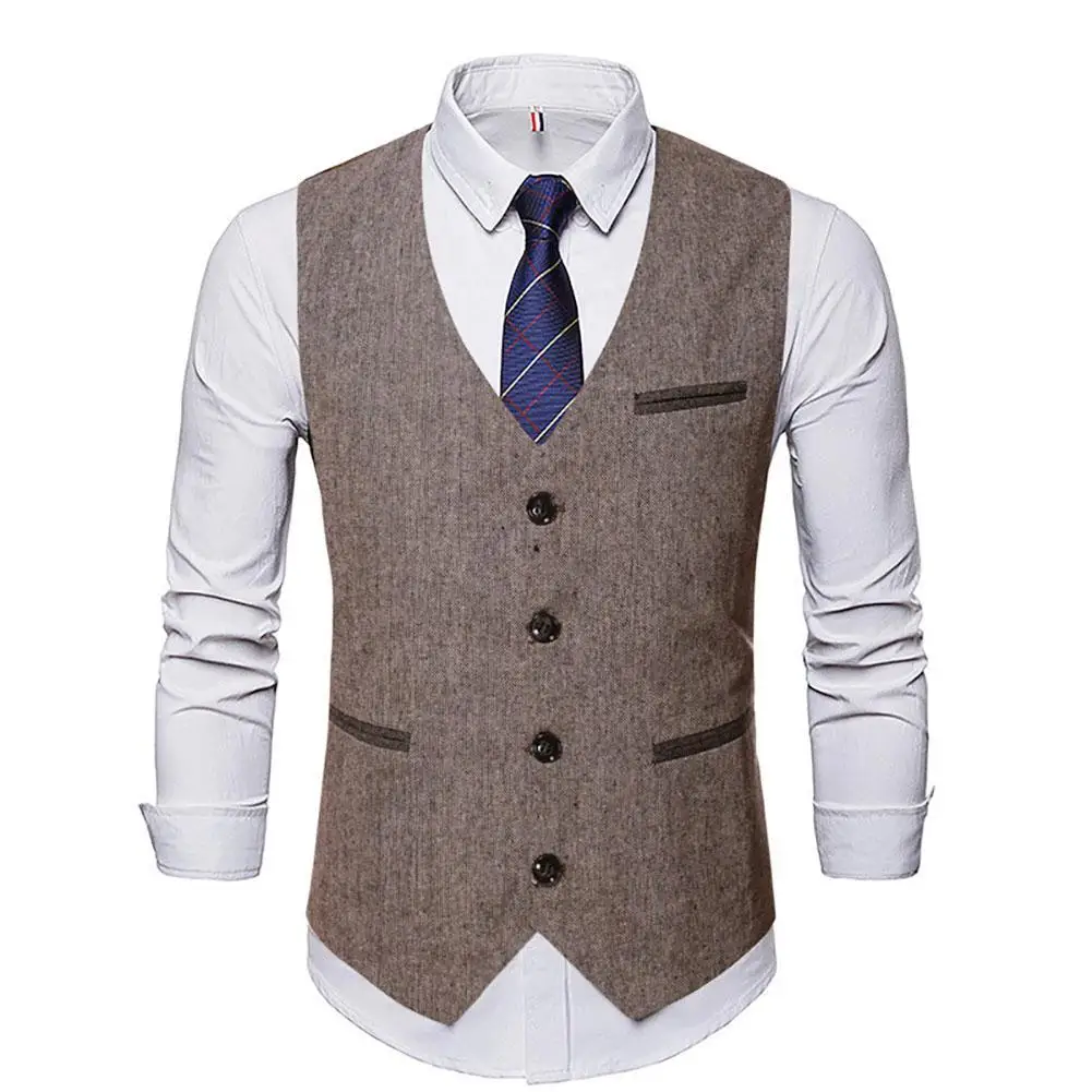 Vintage Men V Neck Sleeveless Jacket Buttons Suit Vest Slim Business Wedding Groomsmen Cotton Waistcoat Fashion Vest Solid Color
Vintage Men V Neck Sleeveless Jacket Buttons Suit Vest Slim Business Wedding Groomsmen Cotton Waistcoat Fashion Vest Solid Color