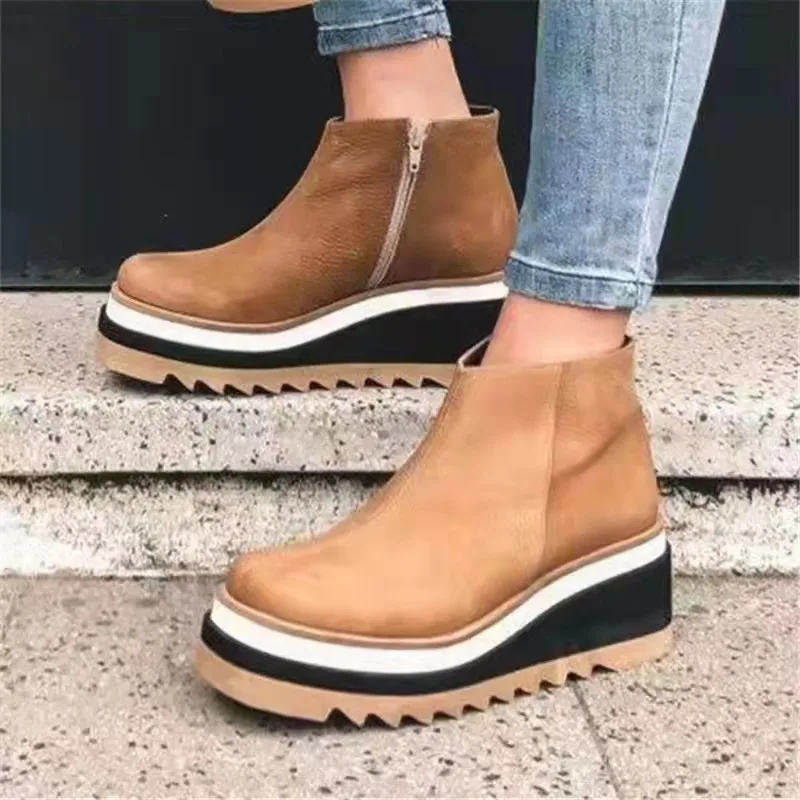 New Winter Wedges Women Boots Comfortable Ankle Boots Shoes Round Toe 4cm Heel Lace Up and Zip Thicken Botas De Mujer Size 37-43
New Winter Wedges Women Boots Comfortable Ankle Boots Shoes Round Toe 4cm Heel Lace Up and Zip Thicken Botas De Mujer Size 37-43