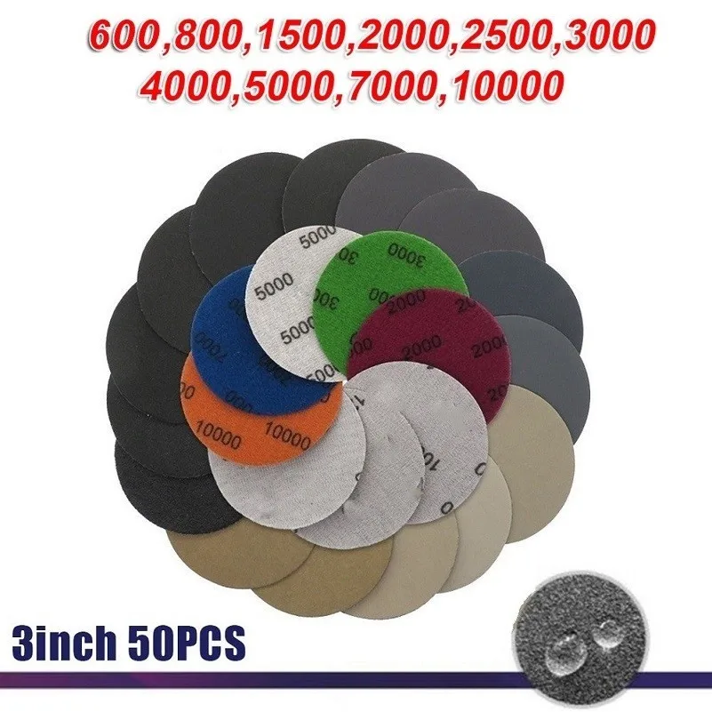 50pcs 3Inch 75mm Round Sandpaper Wet Dry Sanding Disc Sand Sheet Hook & Loop Pad 600-10000 Grit Polishing Pad Grinding Tool
50pcs 3Inch 75mm Round Sandpaper Wet Dry Sanding Disc Sand Sheet Hook & Loop Pad 600-10000 Grit Polishing Pad Grinding Tool