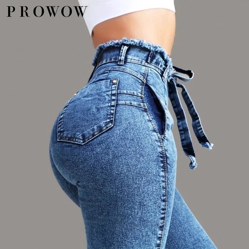 PROWOW Women Jeans Sexy Bandage High Waist Slim Blue Gray Vintage Denim Pants Burr Belt Plus Size Female Casual Trousers
PROWOW Women Jeans Sexy Bandage High Waist Slim Blue Gray Vintage Denim Pants Burr Belt Plus Size Female Casual Trousers