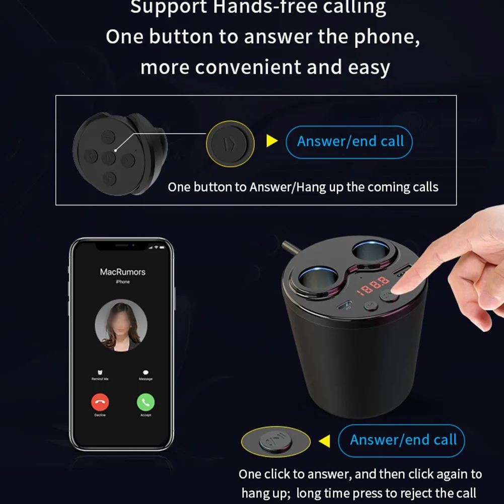 Car FM Transmitter Bluetooth MP3 Player Cup Style Dual Cigar Lighter With Remote Car Accessories Fm Launch Hands-free Call
Car FM Transmitter Bluetooth MP3 Player Cup Style Dual Cigar Lighter With Remote Car Accessories Fm Launch Hands-free Call