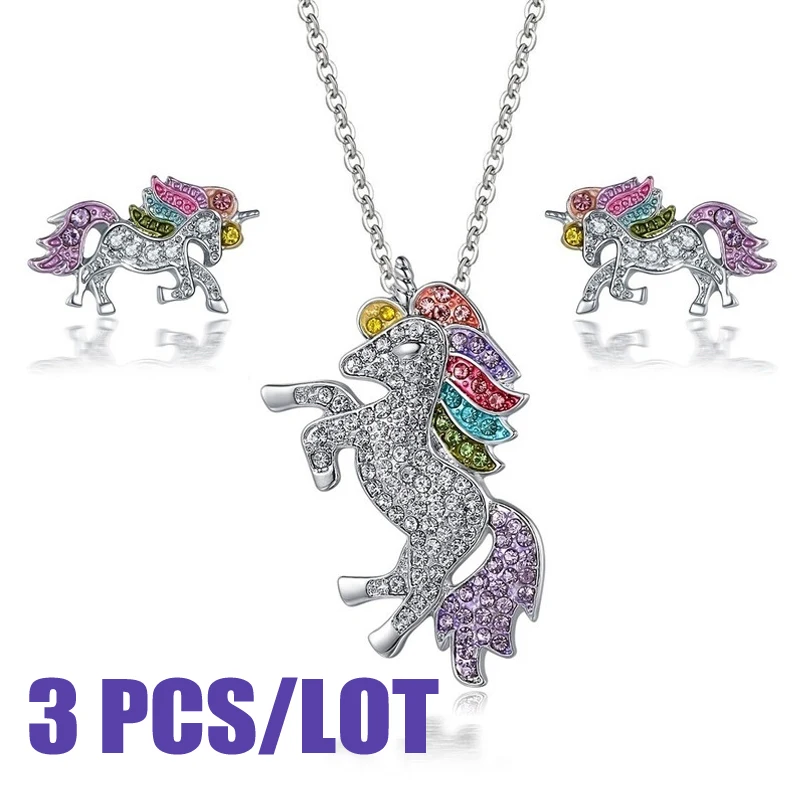 3pcs/lot Pendant Necklace Earrings Set for Kids Valentine's Day Gift Rhinestones Horse Decoration 2021 Women Jewelry Set
3pcs/lot Pendant Necklace Earrings Set for Kids Valentine's Day Gift Rhinestones Horse Decoration 2021 Women Jewelry Set
