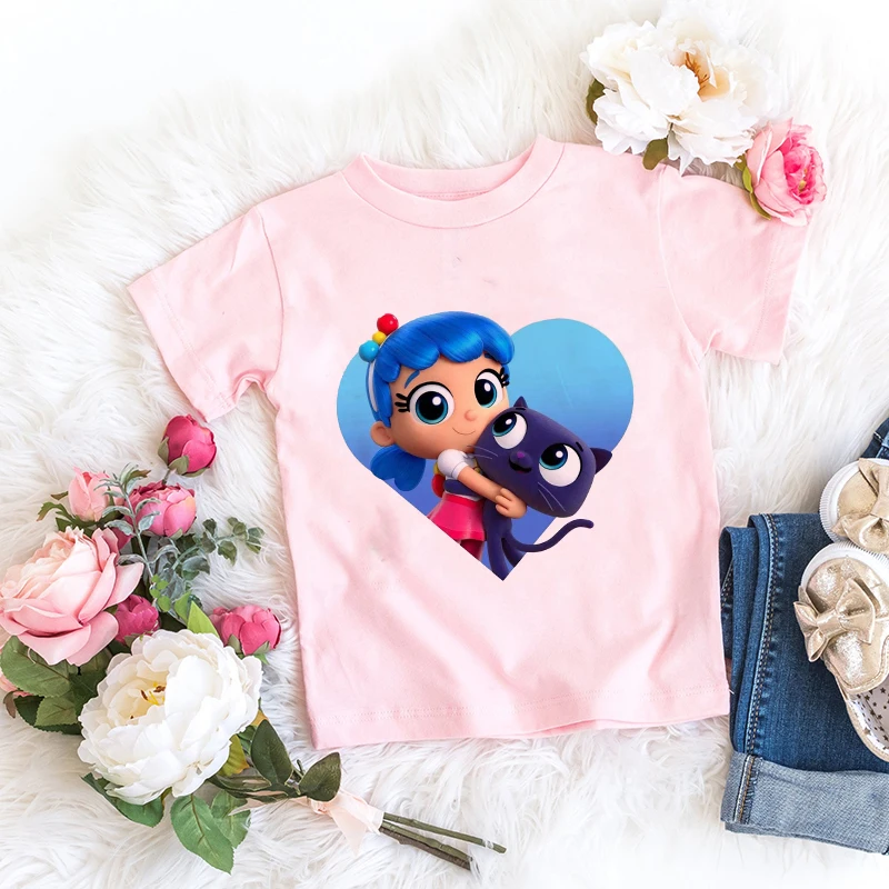 Детская футболка для девочек розовые топы малышей с радужным Королевством