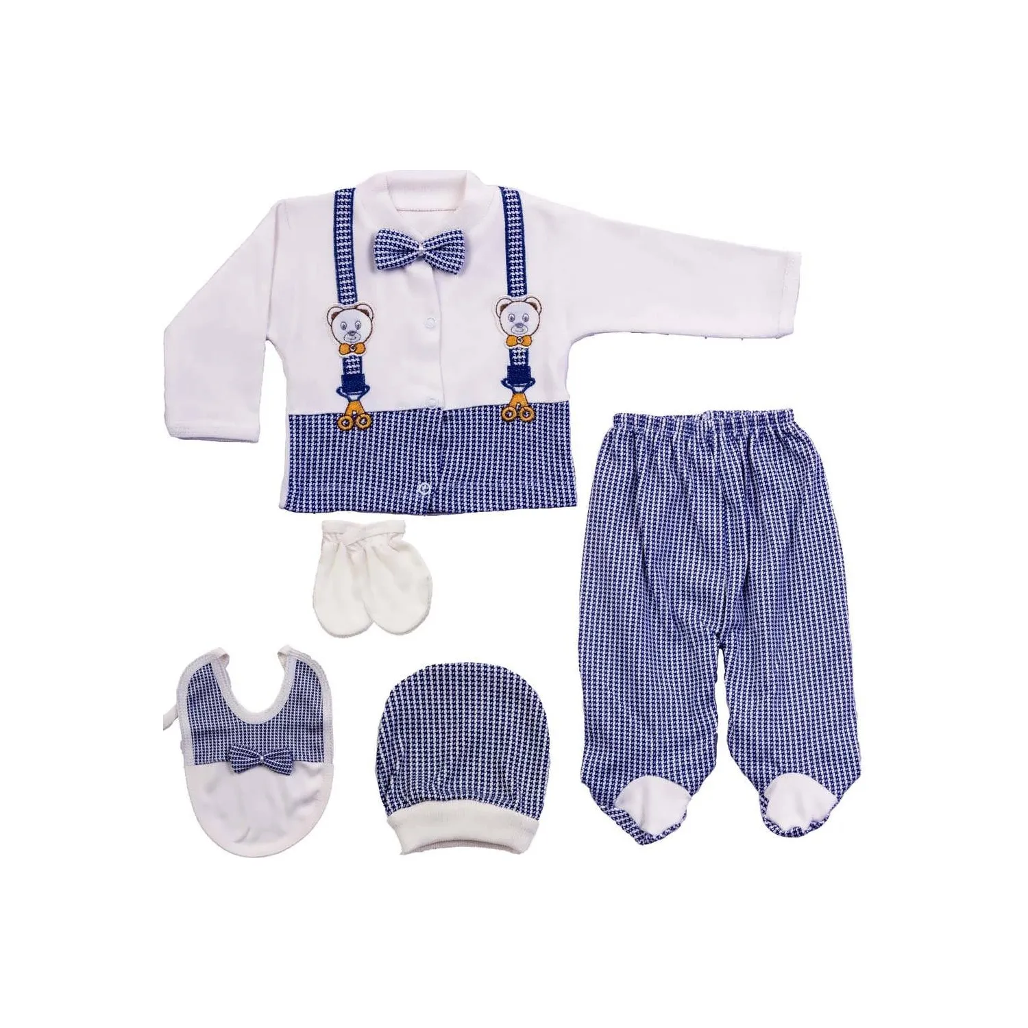 100% Cotton 5 Pieces Baby Boy Clothes Bow Tie Hospital Outlet Newborn Bodysuit Clothes Set, Kids, Gift
100% Cotton 5 Pieces Baby Boy Clothes Bow Tie Hospital Outlet Newborn Bodysuit Clothes Set, Kids, Gift