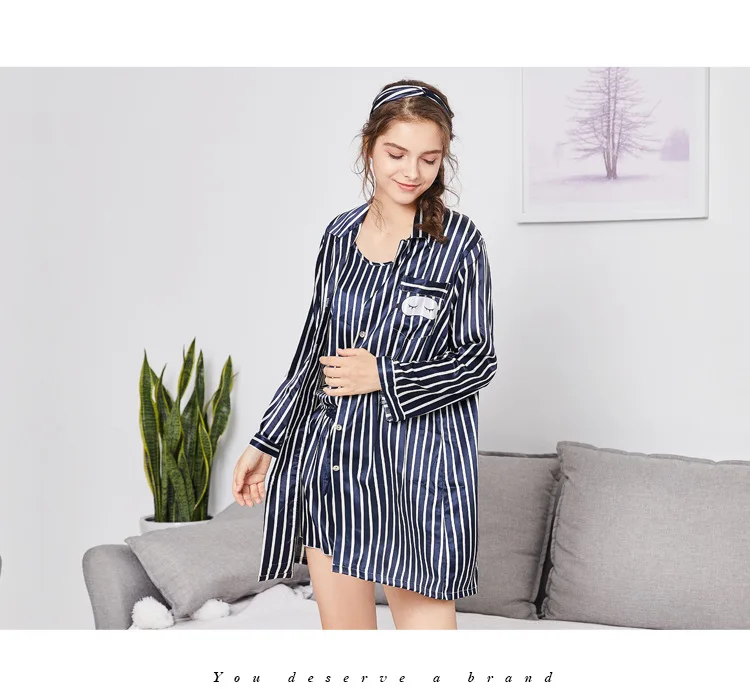 Pink Pajamas Seven-Piece Striped Silk Pajamas Women's Summer Long-Sleeved Homewear Set pajamas for women
Pink Pajamas Seven-Piece Striped Silk Pajamas Women's Summer Long-Sleeved Homewear Set pajamas for women