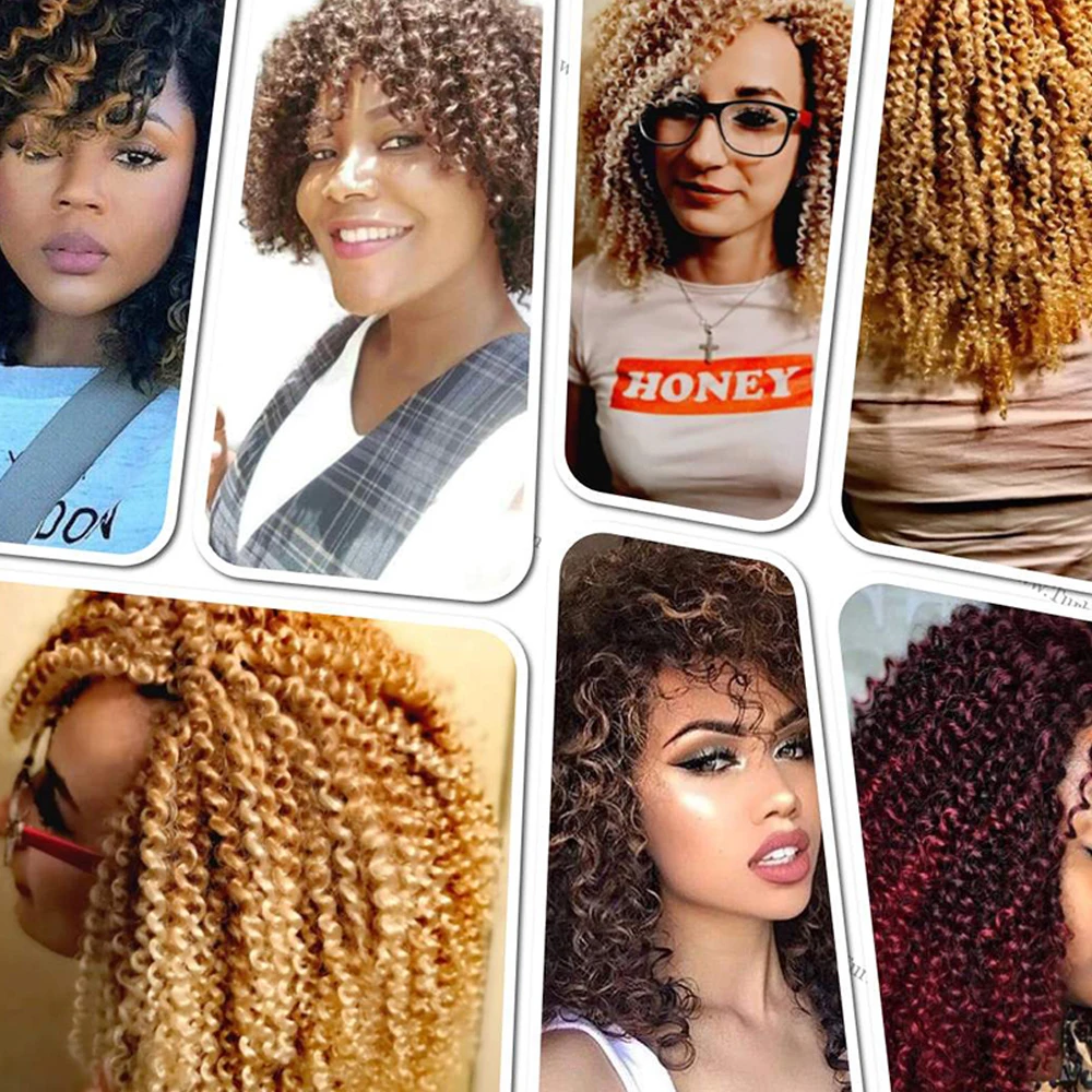 

CLong Short Afro Kinky Curly Twist Braid Hair Marlybob Crochet Braids Synthetic Hair Extensions For Black Women 8inch