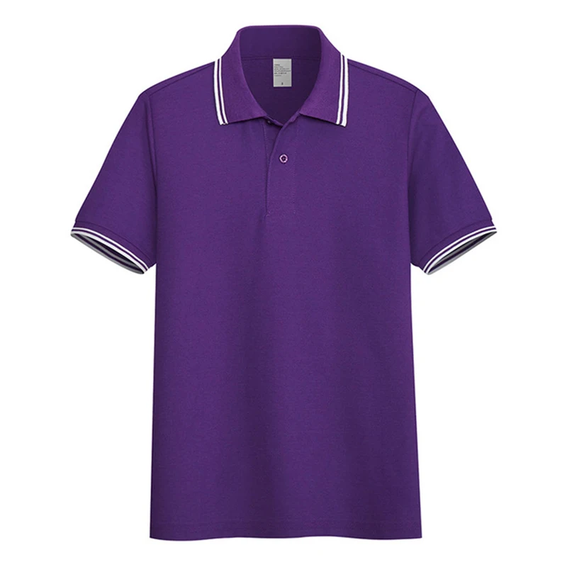 AOLIWEN men purple 65% cotton two striped polo shirt solid color short sleeve casual business sweat absorbent tight fit shirt
AOLIWEN men purple 65% cotton two striped polo shirt solid color short sleeve casual business sweat absorbent tight fit shirt