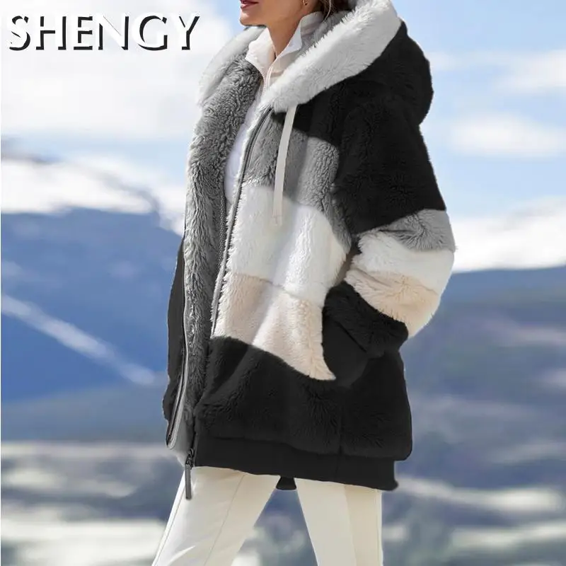 Winter Women's Coat Korean Fashion Casual Stitching Plaid Ladies Clothes Hooded Zipper Ladies Coat Lamb Hair Quilted Coat
Winter Women's Coat Korean Fashion Casual Stitching Plaid Ladies Clothes Hooded Zipper Ladies Coat Lamb Hair Quilted Coat