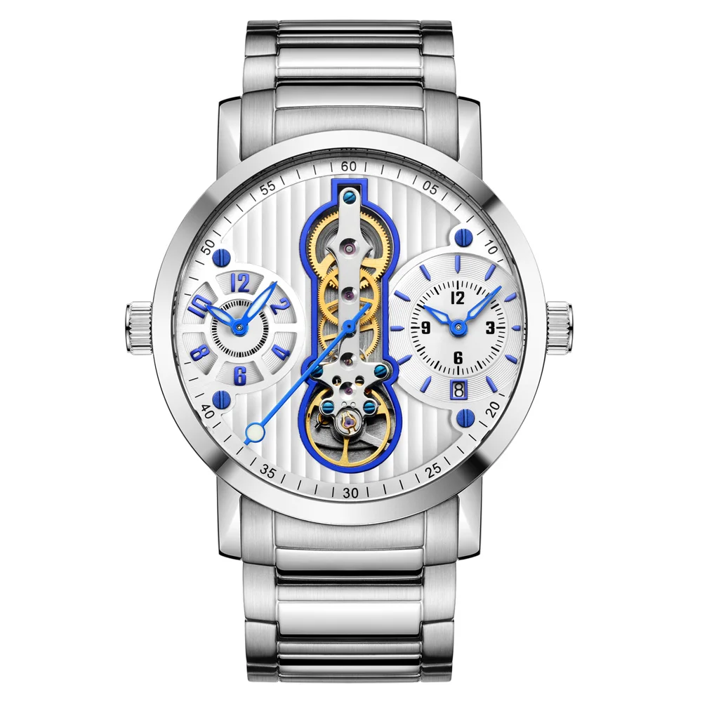 

Автоматические Мужские наручные часы GUANQIN Skeleton с турбийоном, полый круглый циферблат, роскошные брендовые водонепроницаемые механические ...