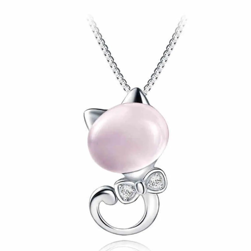 Fashion S925 Silver Charm Necklace Pendant Cat with Pink Opal Romantic for Women Girlfriend Birthday Gift Jewelry 2D045 
Fashion S925 Silver Charm Necklace Pendant Cat with Pink Opal Romantic for Women Girlfriend Birthday Gift Jewelry 2D045