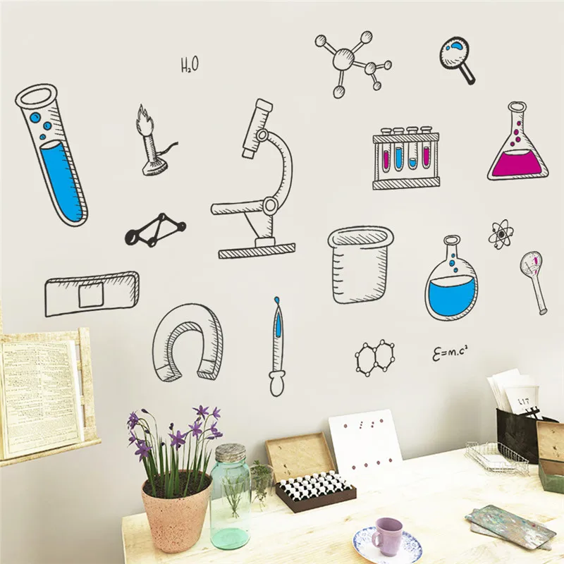 Vivid Microscope Science Scientist Chemistry School laboratory dormitory Wall Sticker for kids room bedroom living | Дом и сад