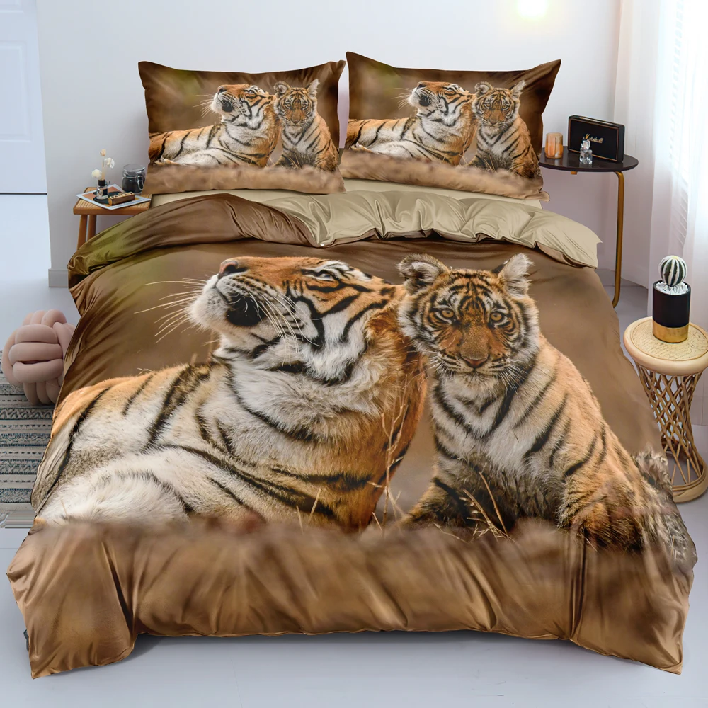 

3D Digital Tiger Family Duvet Cover Set Soft Comforter/Quilt Cover Set Twin Queen King Size 245x210cm Bedding Set Home Textile